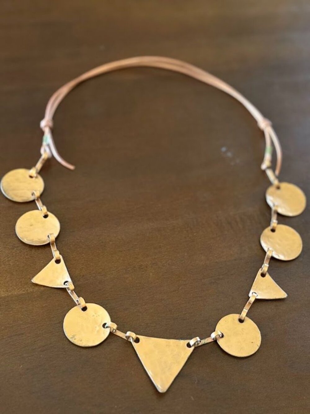 Vintage Southwestern Artisan Copper Silver Tone Leather Statement Necklace - Picture 7 of 7